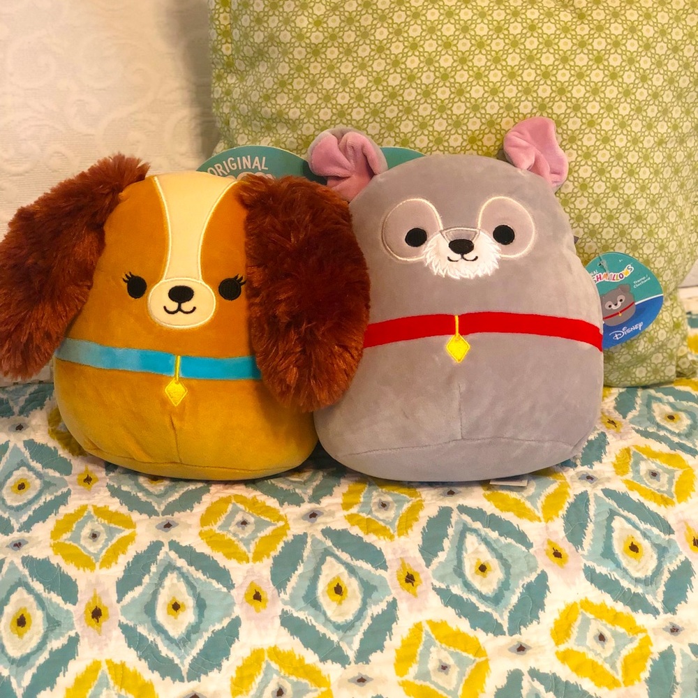 Squishmallow Lady and the Tramp Disney set. Brand new, so adorable!